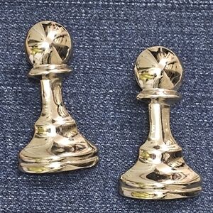 Like New Vintage Large Silver Chess Pawn Stud Earrings Unique!
